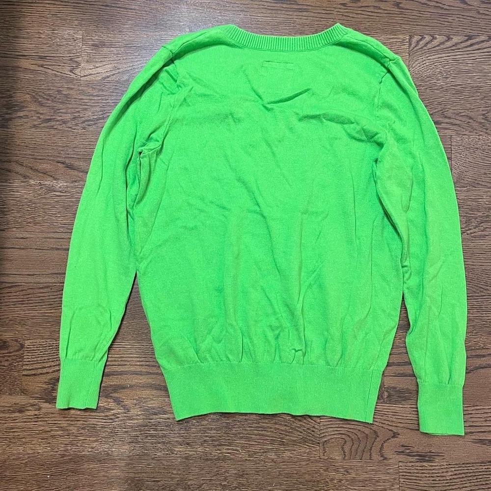 y2k vintage hollister bright green knit v neck sweater large - Picture 8 of 8